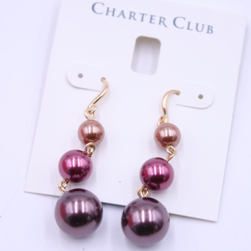 Charter Club Gold Tone Imitation Pear Drop Earrings